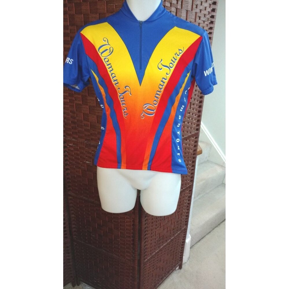 Women's VOmax Cycling Jersey Woman Tours Size 2 Multi Color 1/4 zipper Vomax